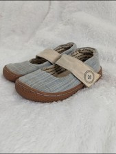 Livie Luca Light Blue Fabric Mary Janes with Tan Strap