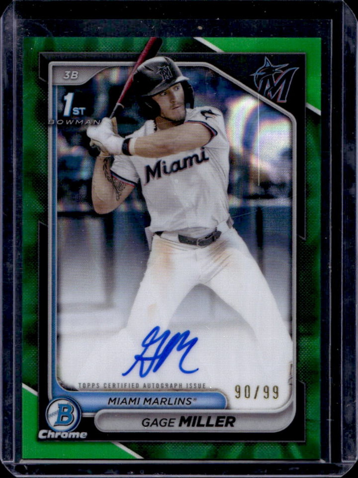 2024 Bowman Draft Gage Miller Chrome Auto Green Lava Refractor 1st #90/99