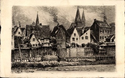 Artist postcard Hanseatic city of Bremen, Teerhof - 5097009