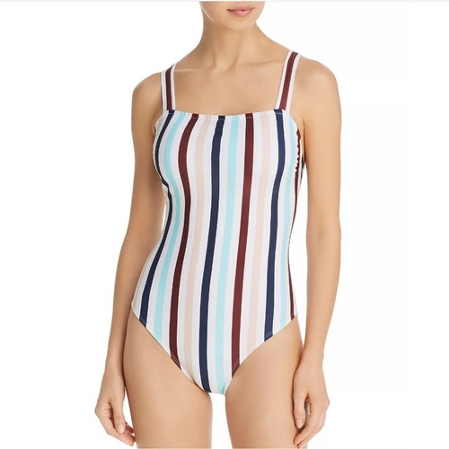 Shoshanna Women Multicolor Striped Beach Cross Back One Piece Swimsuit Size US 6