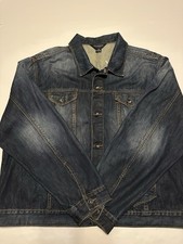 Rocawear Blue Denim Jean Jacket Mens Sz 48 2XL Keep It Realer Than Most Text