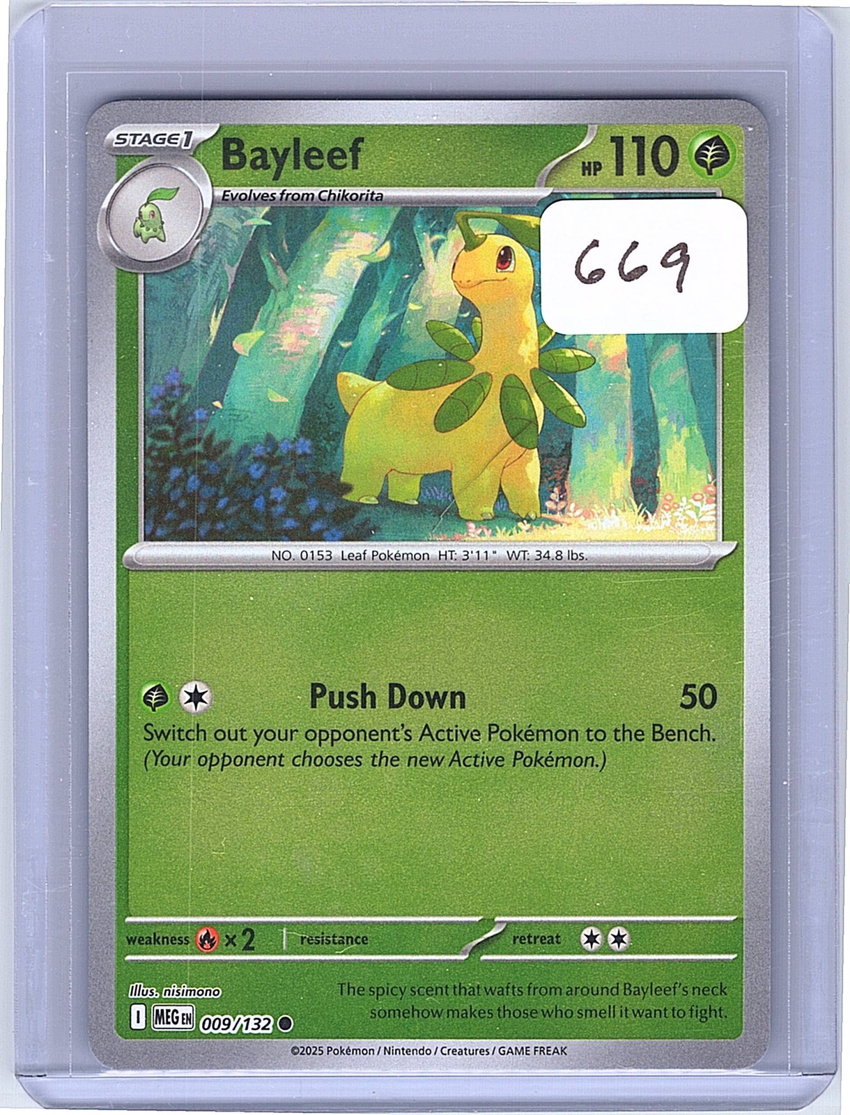 Bayleef Reverse Holo Common ME01: Mega Evolution 009/132 NM