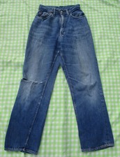 VTG 50s Distressed Thrashed Levi's 701 Denim Jeans 24x27.5 Hidden Rivet V-Stitch