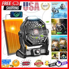Solar Powered Fan,  Max 40H Runtime  Rechargeable Solar Camping Fans  Led Lant...