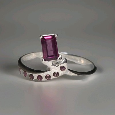 Unigue natürlicher Rhodolith 925 Sterling Silber Ring Schmuck Größe 5,75 2181