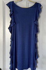 BCBGMAXAZRIA Women's Royal Blue Flutter Side Shift Dress XS Satin Cocktail