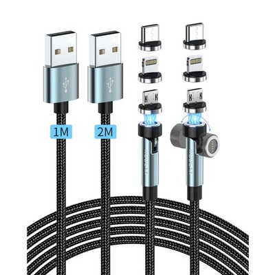 Magnetischer Ladekabel USB C Micro USB iPhone Huawei Schnellladung 3A 1m 2m