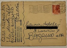 TORRE DI GATTINARA CARTOLINA MANOSCRITTA DI CACCIA DOMINIONI AUGURI 1954-1955