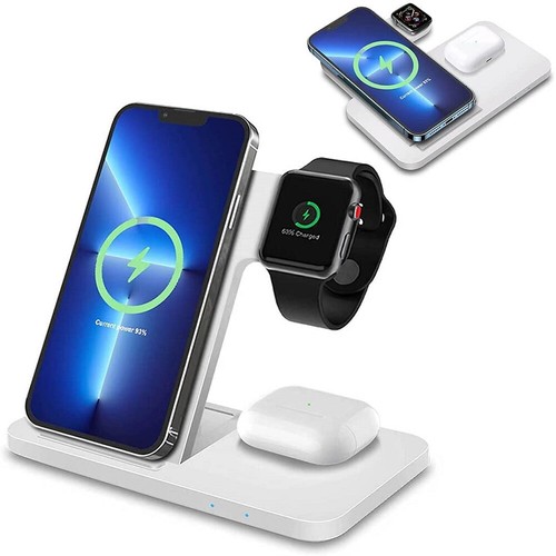 15W 3in1 Wireless Charging Station Dock For Apple Watch Air Pods iPhone 13 12 - Picture 13 of 19