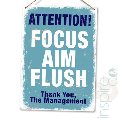 Focus Aim Flush blau - Metall Wandrelief - WC Zimmer Humor Familie Vater