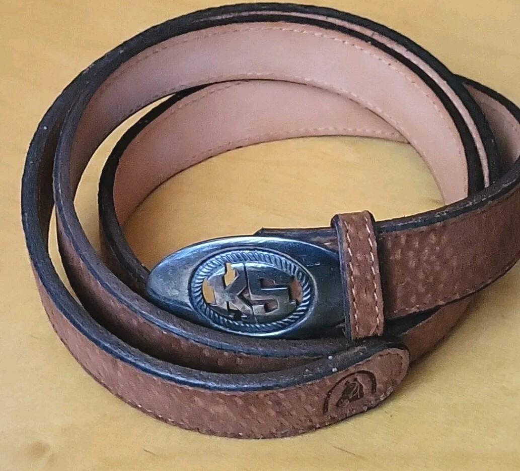 Brown Suede Genuine Leather Belt Mens 38 1-3/8 display picture 1