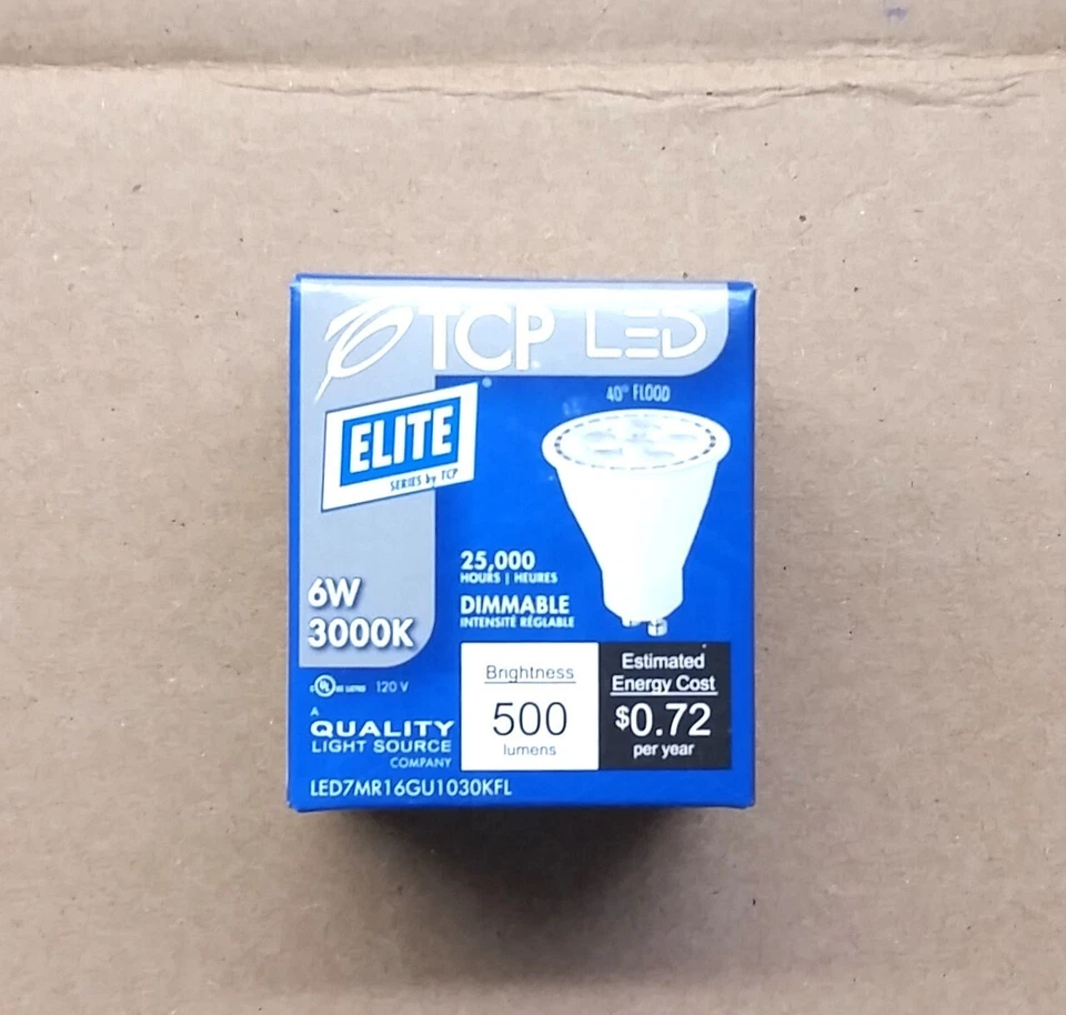 TCP LED7MR16GU1030KFL 6W (50W Equal) MR16 3000K GU10 Dimmable LED Light Bulb - Image 3 of 4