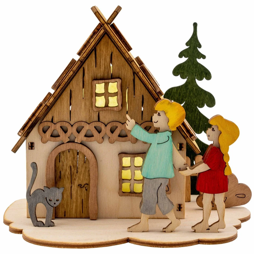 HOBAKU - DRECHSLEREI KUHNERT GMBH Bastelset Kuhnert Hobaku Teelichthalter Hänsel & Gretel aus Holz Kreativset