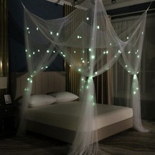 Mosquitera OctoRose Brilla en la Oscuridad Cama Dosel Se Adapta a Cuna, Doble, Completa, Q K CK