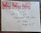 Jersey 1943  3 x 1d Blampied View fdc cancelled Head P.O.