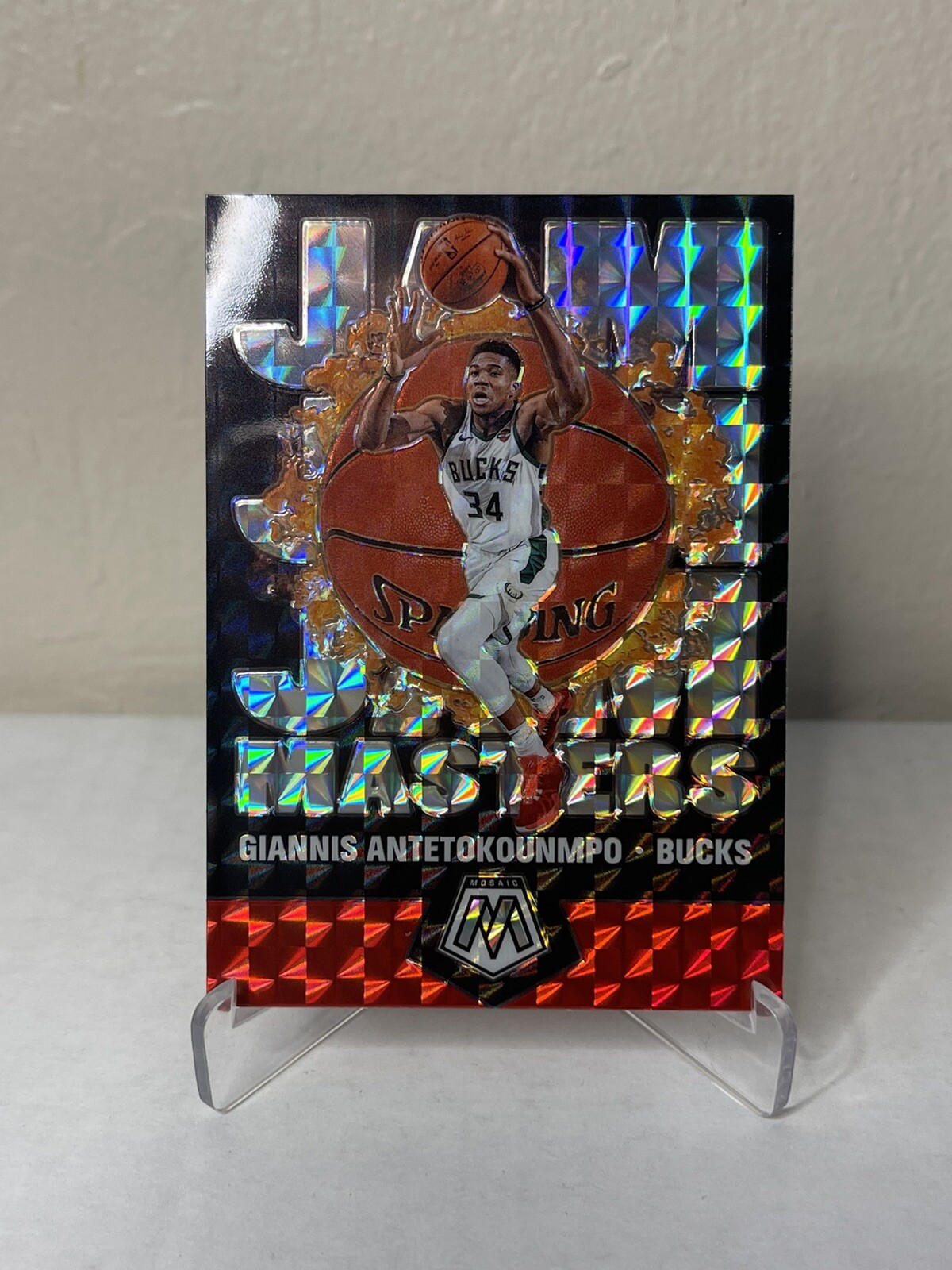 Giannis Antetokounmpo 2019-20 Panini Mosaic SP Jam Masters Silver Prizm Bucks