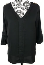 Umgee Womens Black Blouse Size M Metallic Accent 