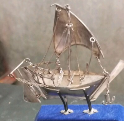 Vintage gepunzt Silber Vereinigte Arabische Emirate Dhow 85mm Figur Maritim
