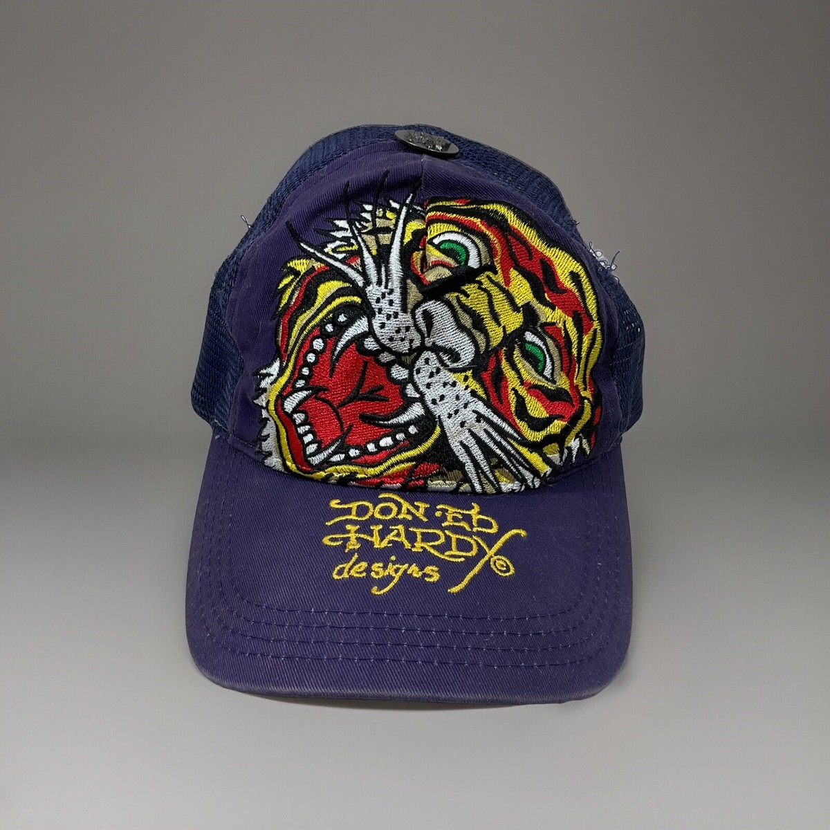 Vintage Ed Hardy Y2K Studded Tiger Trucker Hat display picture 3