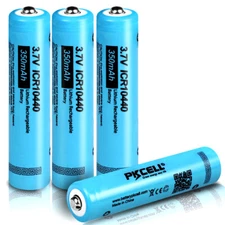 4Pcs 10440 350mAh 3.7V Rechargeable Li-ion AAA Batteries Button Top for Light