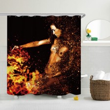Fire Nude Girls Waterproof Shower Curtain Sets Extra Long Bathroom Decor Curtain