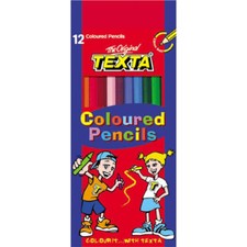 High Quality Non Toxic Texta Regular Coloured Pencils Pack of 12 Assorted