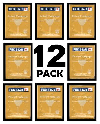 WINE YEAST 12 PK RED STAR PASTEUR BLANC CHAMPAGNE FOR CIDER SODA FRUIT MOONSHINE