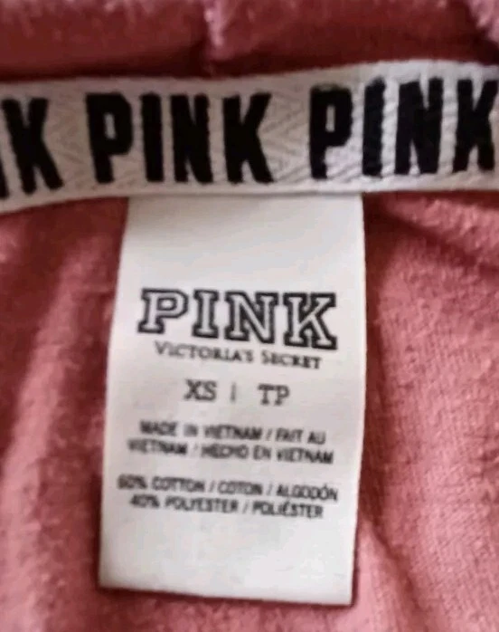 UNDERCOVER Felpa con cappuccio Victoria Secret ROSA XS "Love Pink" full zip Activewear Y2K tempo libero