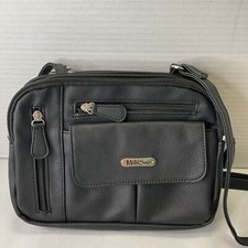 MultiSac Zippy Triple Compartment Crossbody Bag Purse Black Vintage Nappa