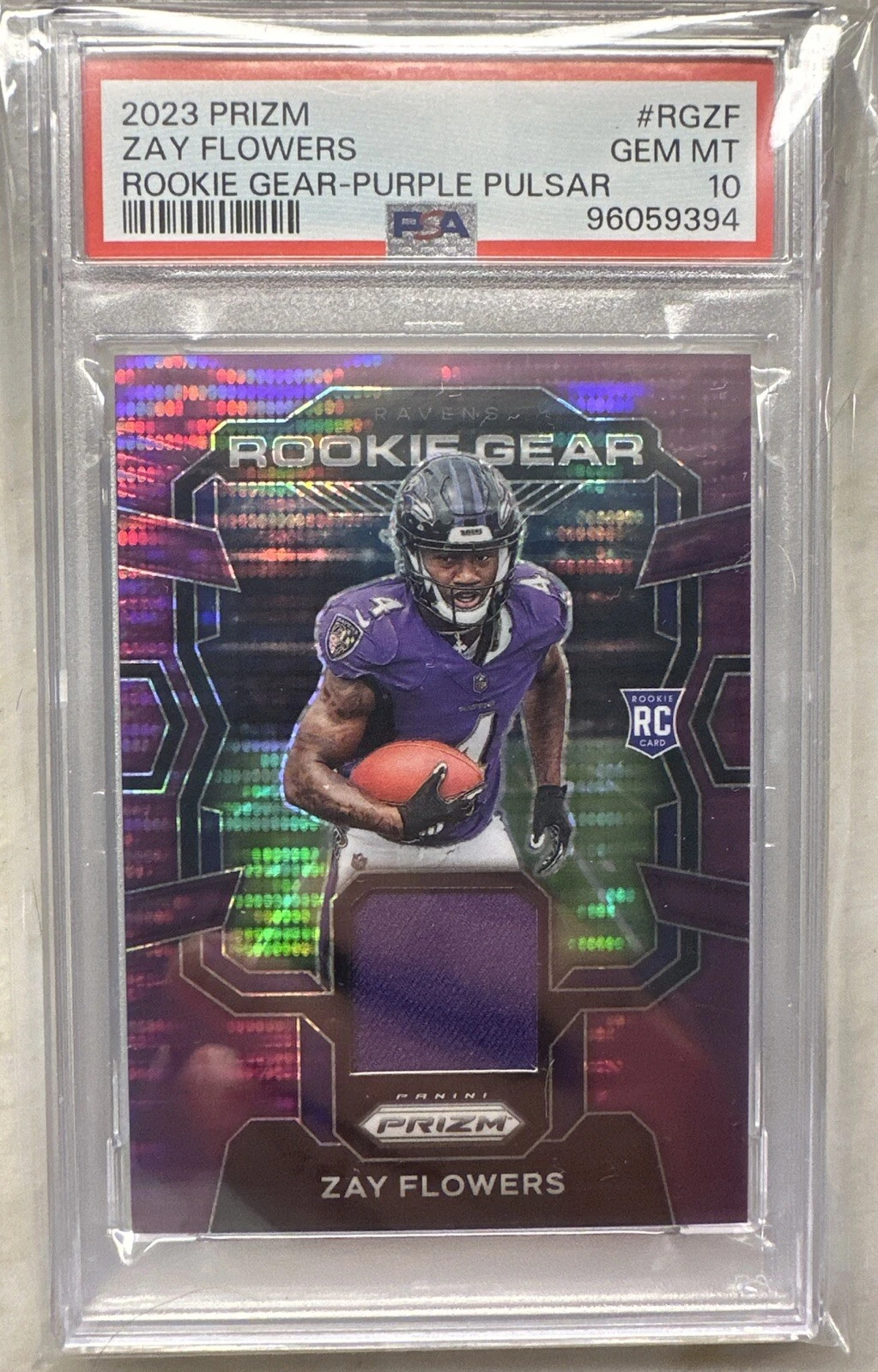 Zay Flowers Panini Prizm Rookie Gear #RGZF Purple Pulsar