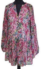 Together Ladies Blouse Top Size 8 Pink Floral Print Long Sleeve Tiered BNWT