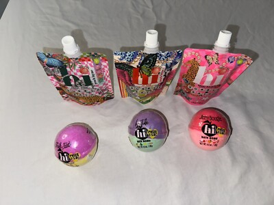Hi Peach Layne Lot Of 3 Bath Bombs & 3 Bubble Bath Floral Berry Hi