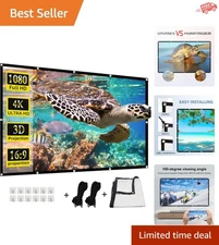 160-Degree Viewing Angle Matte Finish 4K Projector Screen - User-Friendly Design