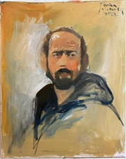 Self Portrait Oil Painting Modern Cubist Man 16"x20" Canvas Original Signed