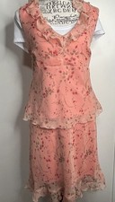 Vtg 90s Floral 2pc Floral Skirt/Blouse Set Size 13/14 Cottage Coquette Babydoll