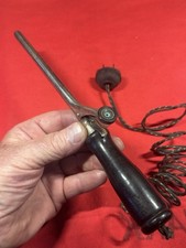 ANTIQUE MCM 3/8 In. CURLING IRON WOOD HANDLE TESTED / WORKS VINTAGE HAIR CARE