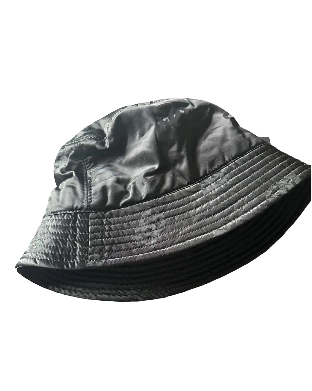 Dolce & Gabbana DG Print Black Wide Brim Cap Bucket Hat Men's L 60cm