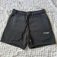 YoungLA Fleece Sweat Shorts Gothic Logo Gym Workout Mens Medium M Black