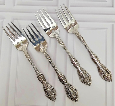 Lot of 4 Oneida Michelangelo Salad Forks Stainless 18/10 Heirloom Mark