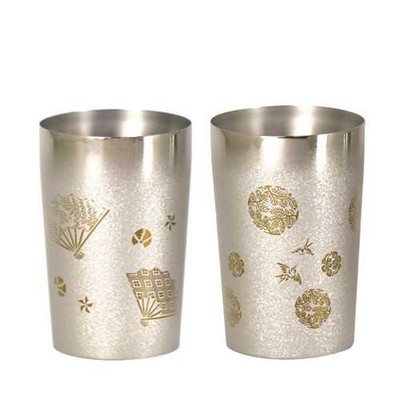 HORIE Titanium double tumbler Premium Tori 270ml & Fan 270ml Tsubame Sanjo