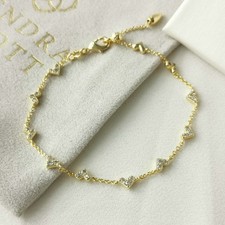 Kendra Scott Haven Heart Gold White Crystal Chain Bracelet Elegant Chic