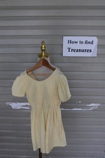 YF 32 SIZE 4 K-D YELLOW RIBBED TSHIRT CHEESECLOTH DRESS KIDS GIRLS SHORT SLEEVE