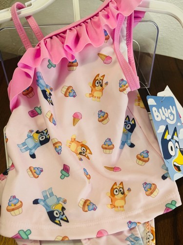 Disney Bluey & Bingo Toddler 2 Piece Bathing Suit UPF 50 Size: 18mos Ruffle NWT - 第 3/6 張圖片