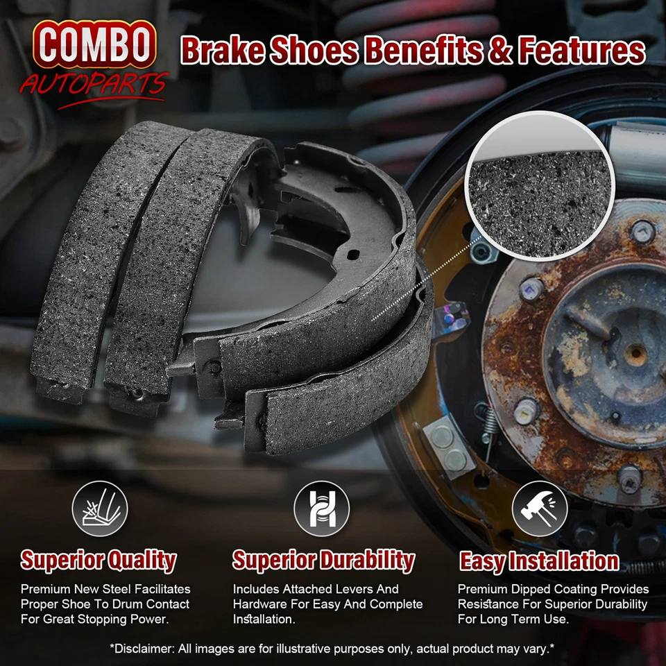 Zapatas de freno de tambor delanteras y traseras para Ford F-250 1953-1966 1957-1966 Ford P-350 Foto 4 de 4