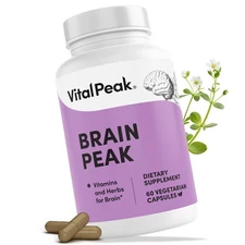 Brain Peak Brain Supplements for Memory & Focus | 60 Vegan Capsules