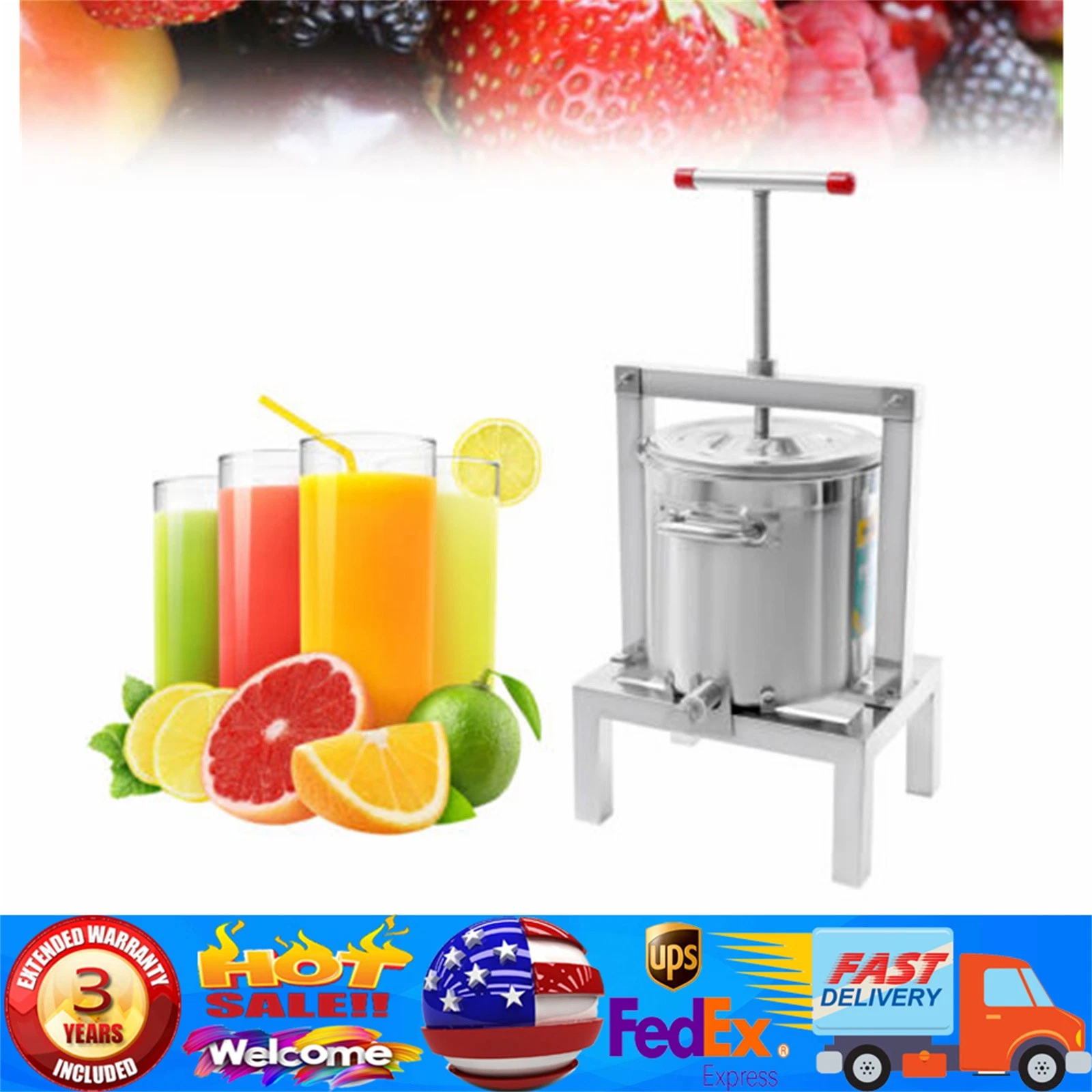 2.6gal Fruit Wine Cider Press Grapes Crusher Juice Maker Juicer Making