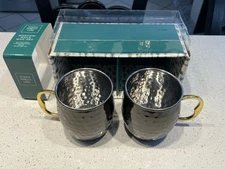North Spruce Lane Moscow Mule Mug Set of 2 20oz - Black and Gold handle coating