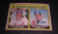 1967 NATIONAL LEAGUE ROOKIE STARS TOPPS CARD #576 RAMON HERNANDEZ NORM GIGON. rookie card picture