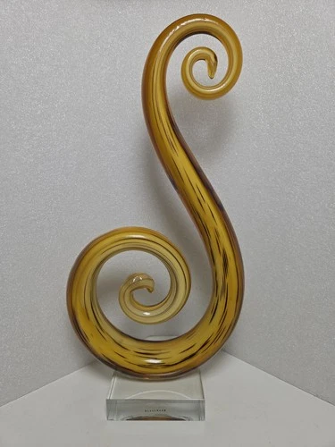 MURANO Hand Blown Art Glass Swirl Sculpture Music Clef Note Abstract