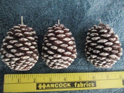 3'' Pine Cone Candles with snow flock. Never Lit